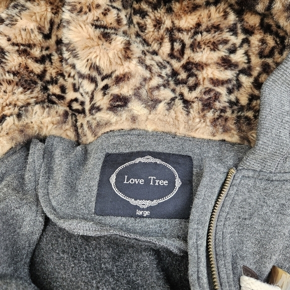 Love Tree gray full zip toggle hooded sweatshirt jacket hoodie large - Picture 6 of 8